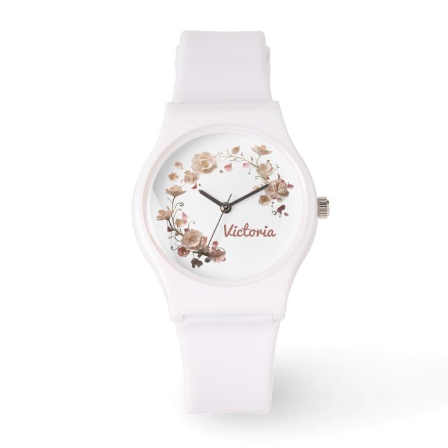 Custom Floral Watch Armbanduhr (Vorderseite)