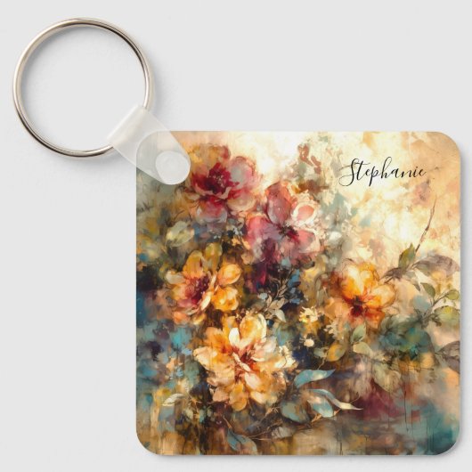 Custom Floral Watercolor Charm Schlüsselanhänger (Vorderseite)