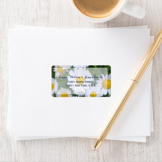 Custom Floral Wedding Address Labels mit Daisy Adressaufkleber (Insitu)