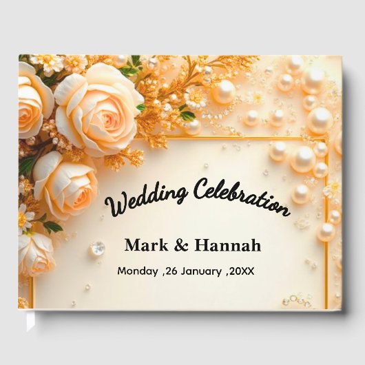 Custom Floral Wedding Celebration - Personalisiert Gästebuch (Vorderseite)
