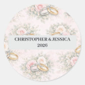 Custom Floral Wedding Rings Sticker (Vorderseite)