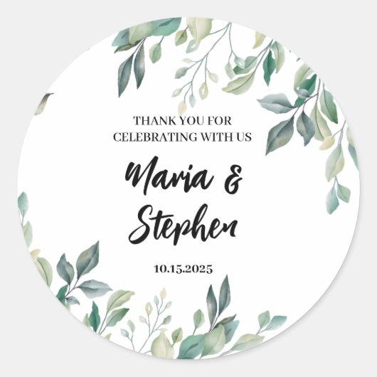 Custom Floral Wedding Stickers for Cookies Bag (Vorderseite)