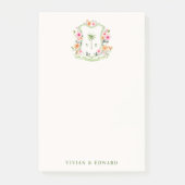 Custom Floral Wedding Wappen Monogram Post-it Note Klebezettel (Vorderseite)