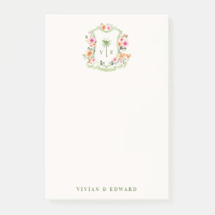 Custom Floral Wedding Wappen Monogram Post-it Note Klebezettel