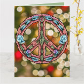 Custom Floral Weihnachtsfrieden Signe Bokeh Lights Karte (Gelbe Blume)