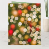 Custom Floral Weihnachtsfrieden Signe Bokeh Lights Karte (Rückseite)