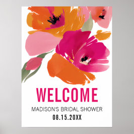 Custom Floral Welcome Brautparty Sign Poster