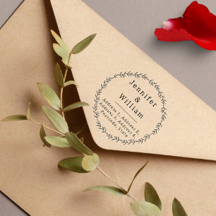 Custom Floral Wreath Rücksendeadresse Gummistempel