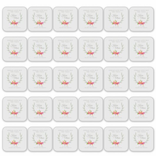 Custom Floral Wreath Wedding Sanitizer Hand Gel Aufkleber (Vorderseite)