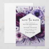 Custom Florals Lila Floral Wedding Save The Date (Vorne/Hinten)