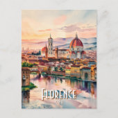 Custom Florence Duomo Cathedral Wasserfarben Skyli Postkarte (Vorderseite)