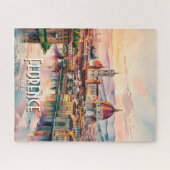 Custom Florence Duomo Cathedral Watercolor Skyline Puzzle (Horizontal)