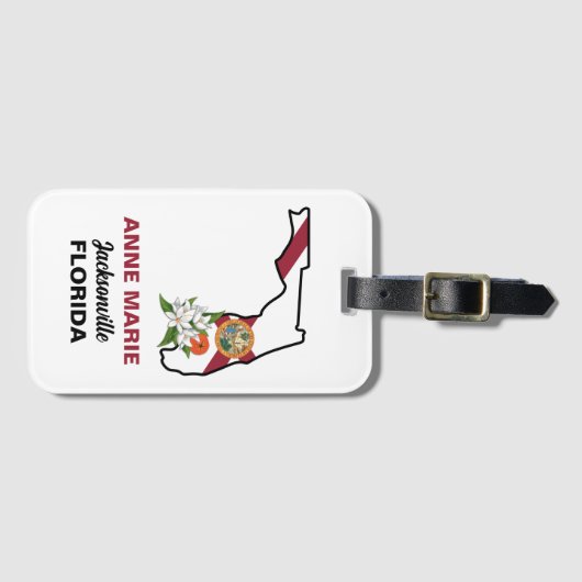 Custom Florida Flag Staat Blume Orange Blossom Gepäckanhänger (Vorderseite (Horizontal))