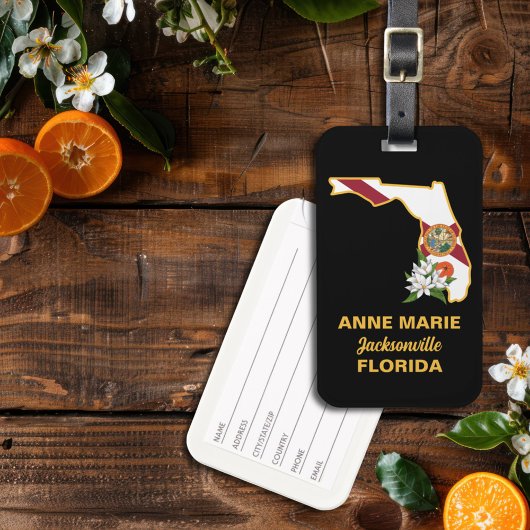 Custom Florida Flag Staat Blume Orange Blossom Gepäckanhänger