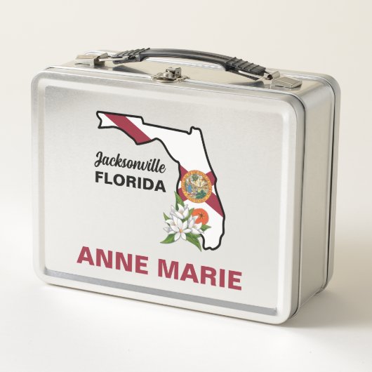 Custom Florida Flag Staat Blume Orange Blossom Metall Brotdose (Vorderseite)