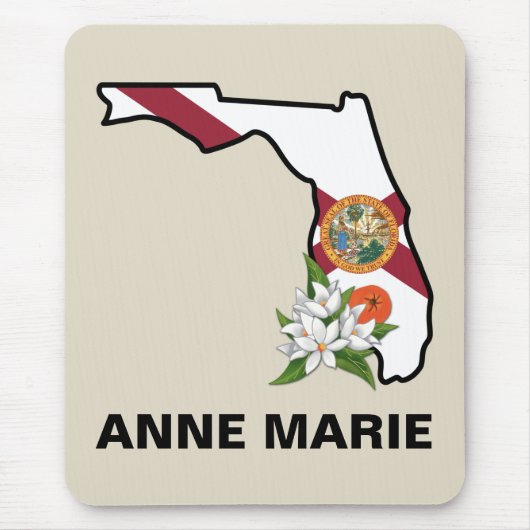 Custom Florida Flag Staat Blume Orange Blossom Mousepad (Vorne)