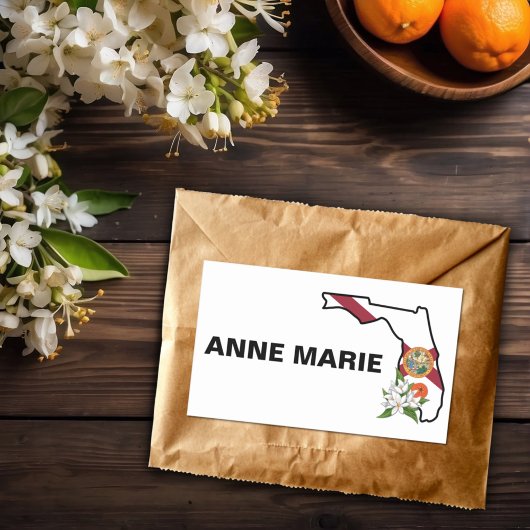 Custom Florida Flag Staat Blume Orange Blossom Rechteckiger Aufkleber