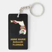 Custom Florida Flag Staat Blume Orange Blossom Schlüsselanhänger (Rückseite)