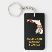 Custom Florida Flag Staat Blume Orange Blossom Schlüsselanhänger (Vorderseite)