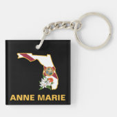 Custom Florida Flag Staat Blume Orange Blossom Schlüsselanhänger (Rückseite)