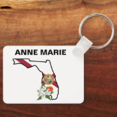 Custom Florida Flag Staat Blume Orange Blossom Schlüsselanhänger (Vorderseite)