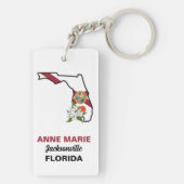 Custom Florida Flag Staat Blume Orange Blossom Schlüsselanhänger (Rückseite)