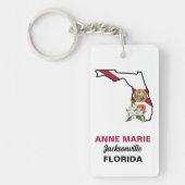 Custom Florida Flag Staat Blume Orange Blossom Schlüsselanhänger (Vorderseite)