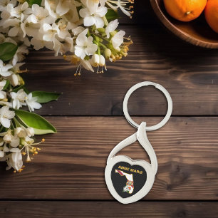 Custom Florida Flag Staat Blume Orange Blossom Schlüsselanhänger