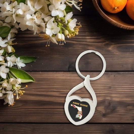 Custom Florida Flag Staat Blume Orange Blossom Schlüsselanhänger