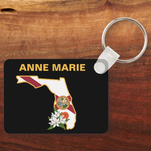 Custom Florida Flag Staat Blume Orange Blossom Schlüsselanhänger (Vorderseite)