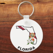 Custom Florida Flag Staat Blume Orange Blossom Schlüsselanhänger (Vorderseite)