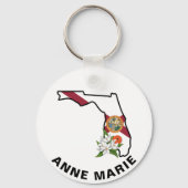 Custom Florida Flag Staat Blume Orange Blossom Schlüsselanhänger (Rückseite)
