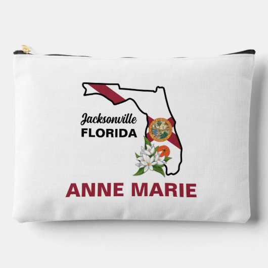 Custom Florida Flag Staat Blume Orange Blossom Zubehörtasche (Vorderseite)