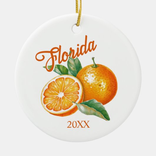 Custom Florida Orange Keramik Ornament (Vorne)