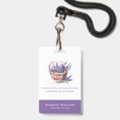 Custom Florist Business Watercolor Lavendel Ausweis (Vorderseite mit Lanyard)