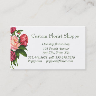 Custom Florist Shoppe Peony Garden Blume  Visitenkarte
