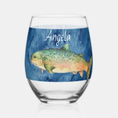 Custom Fly Fisherman Mother Geschenk Drehend Phant Weinglas Ohne Stiel (Rückseite)