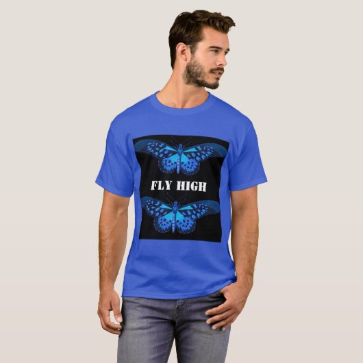 Custom Fly High Text Deep Royal Basic Dark T - Shi T-Shirt (Vorne ganz)