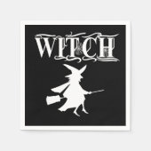 Custom Flying Hexe weiße Typografie Halloween Serviette (Vorderseite)