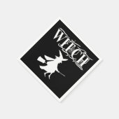 Custom Flying Hexe weiße Typografie Halloween Serviette (Ecke)