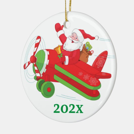 Custom Flying Santa Tree Keramik Ornament (Links)
