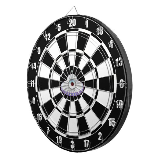 Custom Flying Saucer auf Black & White Dartscheibe (Vorderseite rechts)