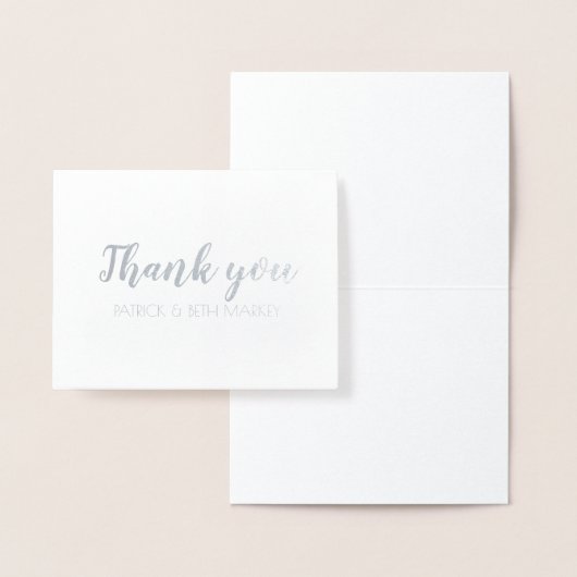 Custom Foil Silver Wedding Name Dankeschön Karte (Anzeige)