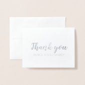 Custom Foil Silver Wedding Name Dankeschön Karte (Vorderseite mit Umschlag)