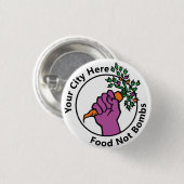 Custom Food Not Bombs logo Button (Vorne & Hinten)