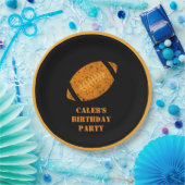 Custom Football Birthday Black and Gold Pappteller (Party)