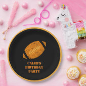 Custom Football Birthday Black and Gold Pappteller (Party)