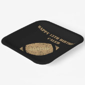 Custom Football Birthday Party Black Gold Papa Pappteller (Gewinkelt)