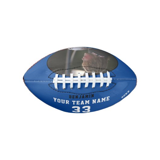 Custom Football Blue Name Team Foto Ball (Vorderseite)