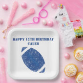 Custom Football Geburtstagsparty Blue White Pappteller (Party)